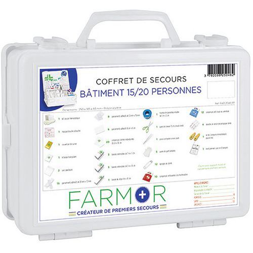 Coffret de secours Bâtiment 20 personnes FARMOR Manutan fr