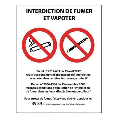 Panneau Interdiction De Fumer Et Vapoter PVC Ou Autocollant Manutan Fr