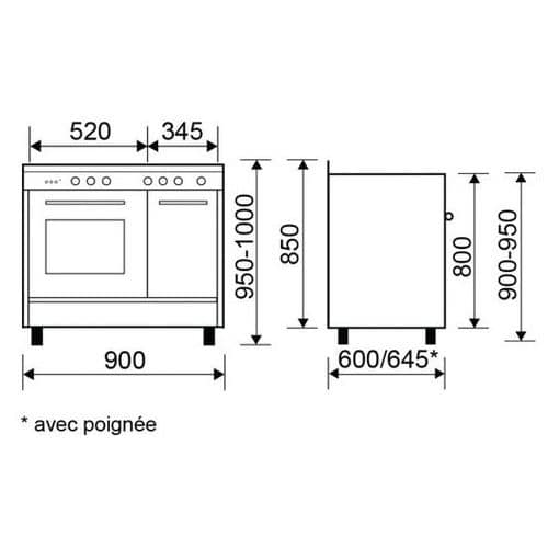 Cuisinière butanette GLEM GA960PCGIX 90 cm Inox Manutan fr