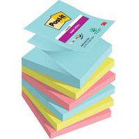 Lot 6blocs 90feuilles 76x76mm assorties z notes super sticky - Post-it