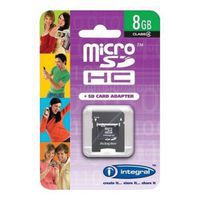 Carte mémoire micro SDHC avec adaptateur - 8 Go - Integral