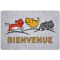 Tapis Greyflock Chats Bienvenu 40X60Cm - Idmat