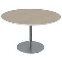 Table Menorca T6 Ø120 cm plateau stratifié alaisé piètement chromé Mobidecor