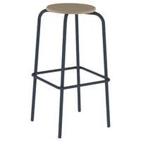 Tabouret Zoning H80 cm assise et dossier hêtre piètement métal Mobidecor