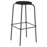 Tabouret Zoning H80 cm assise et dossier vernis piètement métal Mobidecor