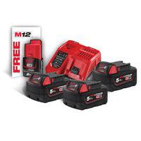 Pack batterie 18V 50 Ah Red Lithium système M18 + 1 Batterie M12 20 Ah