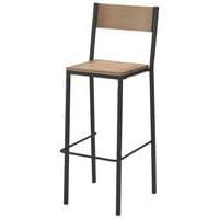 Tabouret Toronto assise et dossier pin - piètement acier