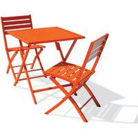 Table jardin 70x70cm orange + 2 chaises pliantes - CityGarden