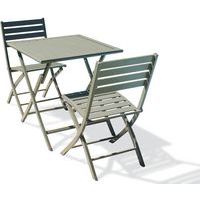 Table jardin 70x70cm kaki + 2 chaises pliantes - CityGarden