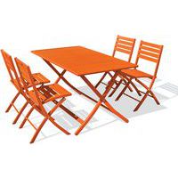 Table jardin Marius 140x80cm orange + 4 chaises - CityGarden