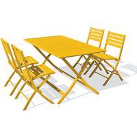 Table jardin Marius 140x80cm moutarde + 4 chaises - CityGarden