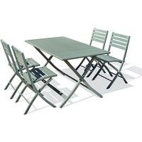 Table jardin Marius 140x80cm kaki + 4 chaises  - CityGarden