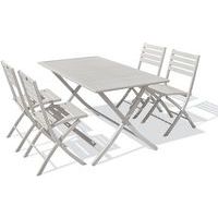 Table jardin Marius 140x80cm gris + 4 chaises - CityGarden