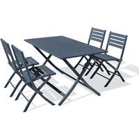 Table jardin Marius 140x80cm gris anthracite + 4 chaises - CITY GARDEN