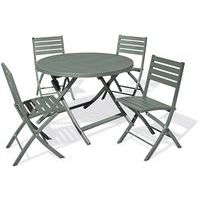 Table jardin Marius Ø110cm kaki + 4 chaises - CityGarden