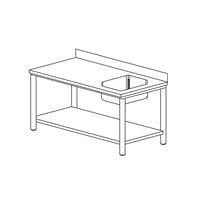 Table du chef avec étagère basse gamme 600, bac à droite- TCE1BD166/1 Tecnox