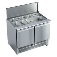 Meuble de préparation saladette réfrigéré 2 P couvercle inox- SRE602 Afinox