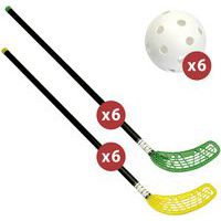 Matériel de unihockey Fiber Unihoc + lot de 12 crosses et 6 balles