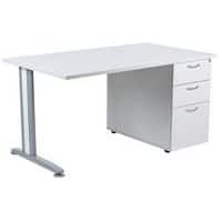 Bureau droit Quatuor sur caisson et pied en métal, Type de piétement: En L, Largeur hors tout: 160 cm