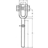 A = Longueur tigeB = Hauteur intérieureC = Largeur intérieureD1 = Ø boulonD2 = Taille filetageL = Longueur filetage