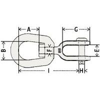 A = Hauteur utile anneauB = Largeur utileE = OuvertureG = Hauteur utileH = Diamètre fixation