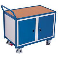 Chariot ergonomique 2 blocs-coffres - 1 plateau bois - Capacité 250 Kg