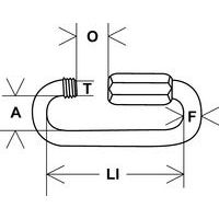 A = Largeur intérieureF = Section ØLI = Longueur intérieureO = OuvertureØT = Filetage Ø