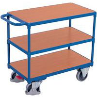 Chariot ergonomique 3 plateaux bois - Barre horizontale - Capacité 400 kg