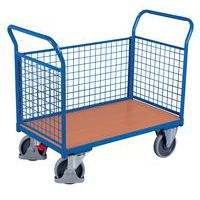 Chariot ergonomique habillage grillagé 400 et 500 kg - 2 dossiers +1 ridelle