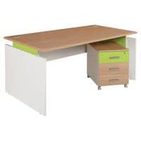 Bureau droit largeur 140 cm en chêne avec caisson mobile Linéo