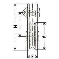 H = hauteur E = épaisseur Ø = Ø réa