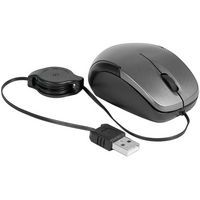 Mini souris noire à cordon usb rétractable