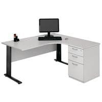 Bureau compact avec caisson - Gris clair/Anthracite - Manutan Expert