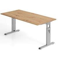 Bureau chêne noueux 160cm piètement alu - Gamme Minos