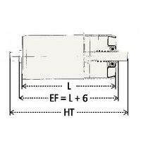 - L : rouleau longueur- EF : rouleau longueur + 6 mm- HT : longueur hors tout = rouleau longueur + 30 mm