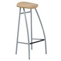 Tabouret haut Diablo assise bois verni coloris bois Blanchi