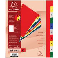 Intercalaires imprimés pp couleurs 12/100e 10 positions A4+