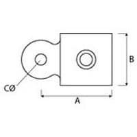 Taille du tube	A        B      CØ 27 mm         56      39    10Ø 42 mm         75      45    10Ø 48 mm         75      45    10