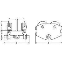 B = largeur hors tout L = profondeur hors tout E + G + H = hauteur hors tout