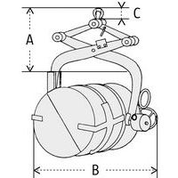 B = largeur hors toutC = anneau d'accrochage hauteur utile