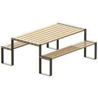 Table bancs Forézien 190 cm bois naturel acier Tolerie Forezienne