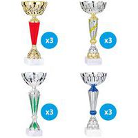 Lot de 12 coupes argent et or - hauteur moyenne de 30 cm