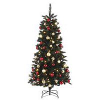 Sapin de Noël artificiel Voss 140 LED 185 cm- 48 décorations Rouge/or