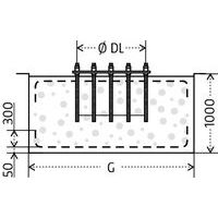 Ø DL - base ØG - plaque de fixation longueur