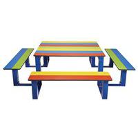 Table bancs arc en ciel