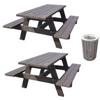 Set 2 tables Eco 145 en kit avec 1 Poubelle Escapade 90L