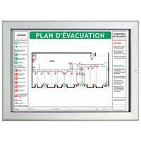 Cadre vitrine antivandalisme pour plan évacuation