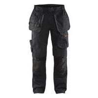 Pantalon services stretch avec poches flottantes noir/rouge