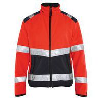 Veste softshell haute visibilité rouge fluorescent/noir, col haut