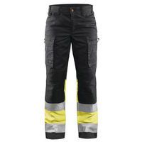 Pantalon haute visibilité stretch femme noir/jaune fluorescent